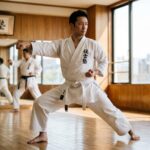 仕事帰りのストレス解消に空手の稽古で笑顔を見せる社会人男女（札幌・空手道住吉塾）