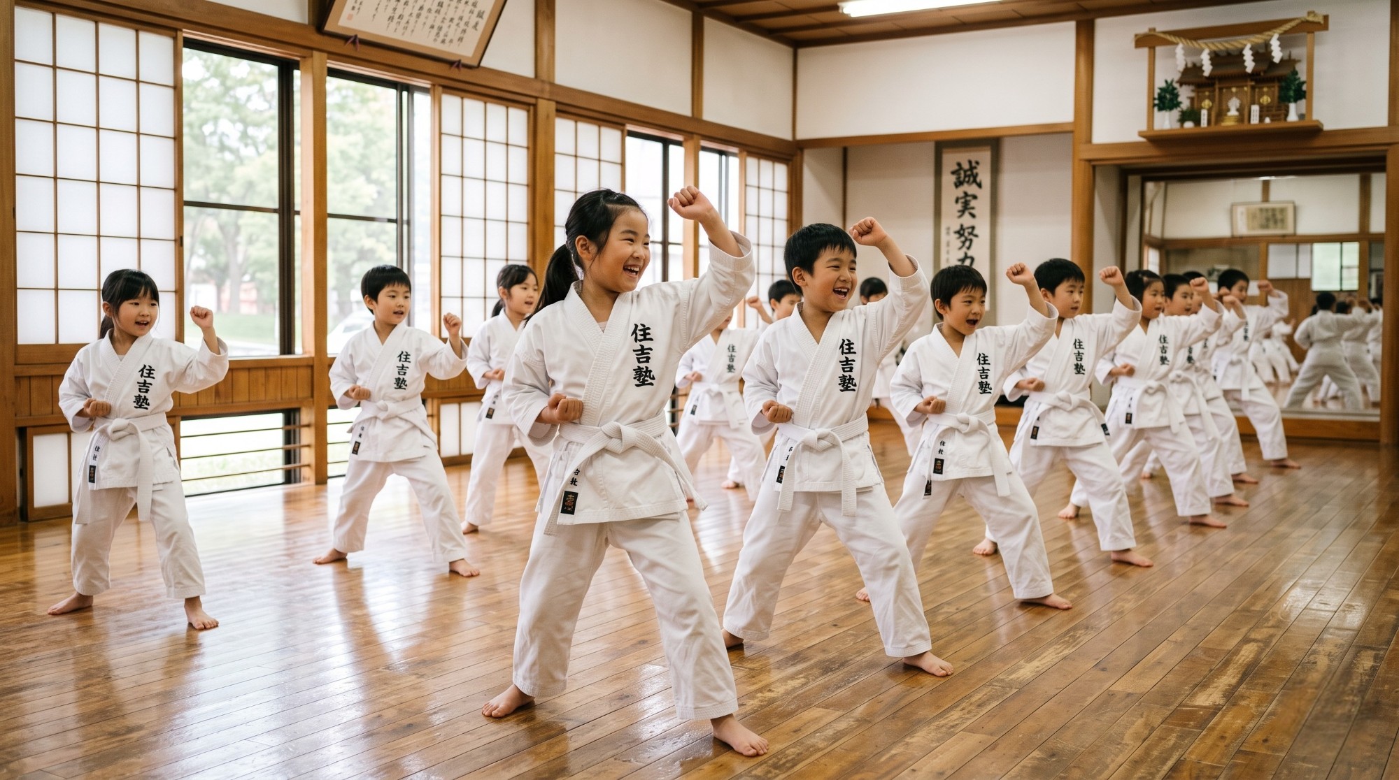 札幌市西区・北区・手稲区に全10教室!空手道住吉塾で元気に稽古をする子供たち